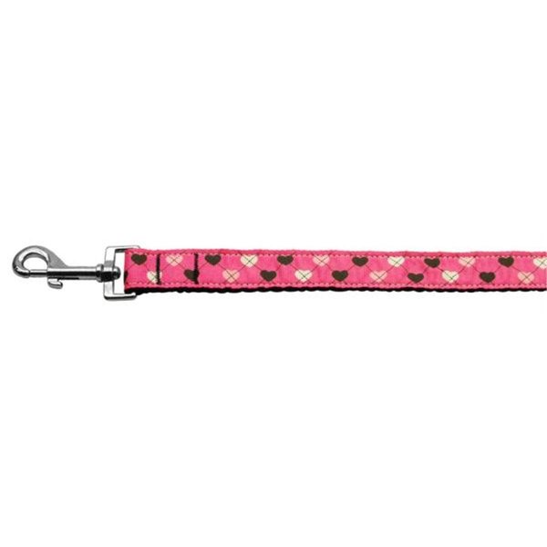 Unconditional Love Argyle Hearts Nylon Ribbon Leash Bright Pink 1 inch wide 4ft Long UN749609